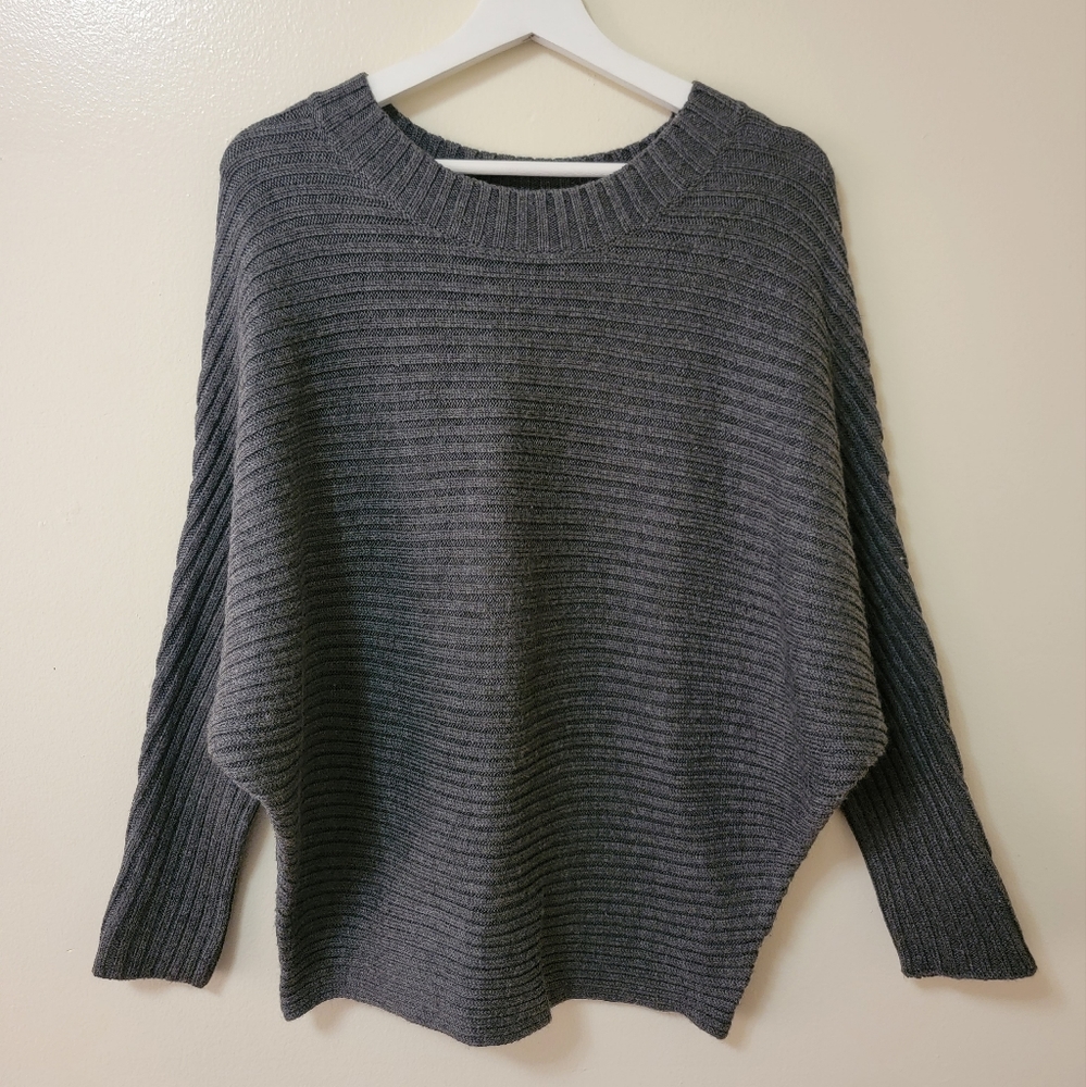 SUGARLIPS CHARCOAL DOLMAN SWEATER, XS/S